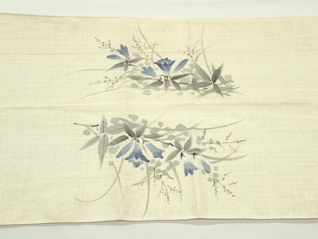 平和屋着物*夏物 八寸名古屋帯 手描き 草花文 麻 逸品 CABJ9129rv