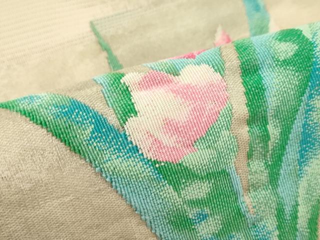 平和屋着物*夏物 九寸名古屋帯 草花文 正絹 逸品 CABJ9131rv