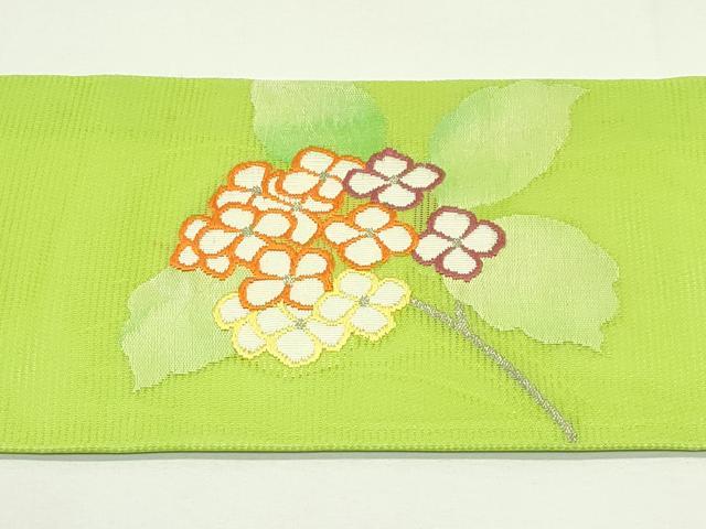 平和屋着物*夏物 九寸名古屋帯 紫陽花 銀糸 正絹 逸品 未使用 CABJ9138rv
