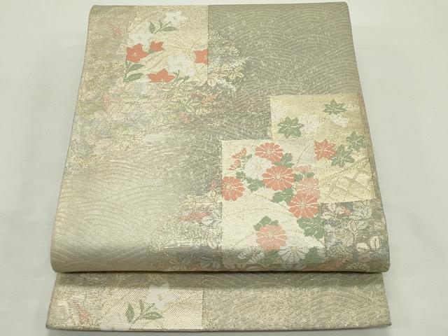 平和屋着物*夏物 六通柄袋帯 色紙重ね秋草文 金銀糸 正絹 逸品 CABJ9143rv