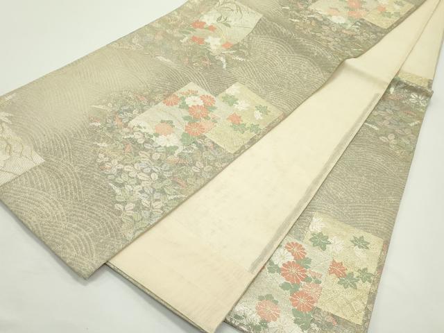 平和屋着物*夏物 六通柄袋帯 色紙重ね秋草文 金銀糸 正絹 逸品 CABJ9143rv