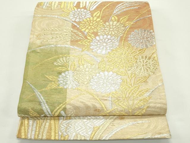 平和屋着物*夏物 六通柄袋帯 菊 杜若 金銀糸 正絹 逸品 CABJ9144rv