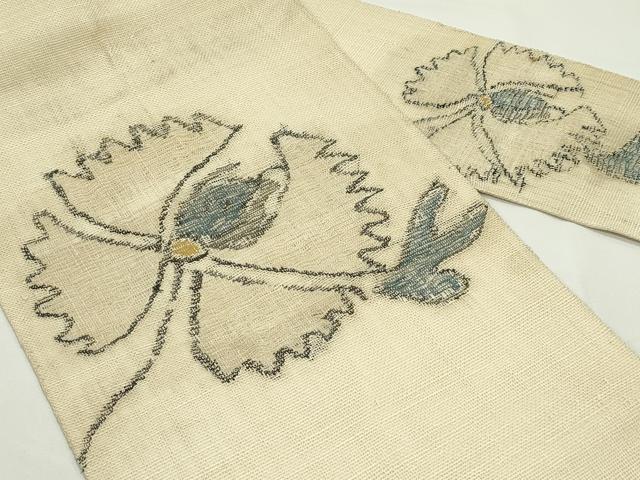 平和屋着物*夏物 八寸名古屋帯 草花文 正絹 逸品 CABJ9146rv