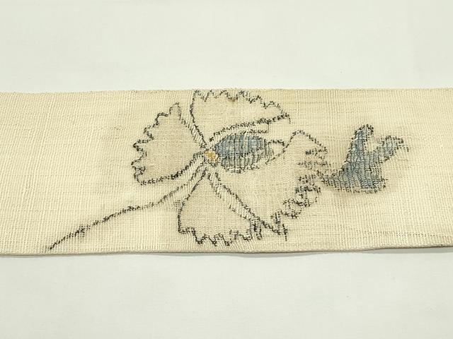 平和屋着物*夏物 八寸名古屋帯 草花文 正絹 逸品 CABJ9146rv