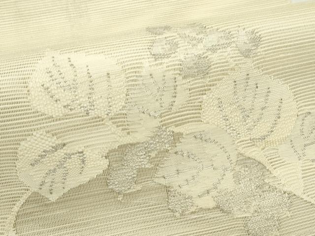 平和屋着物*夏物 八寸名古屋帯 葡萄蔦の葉文 銀糸 正絹 逸品 CABJ9150rv