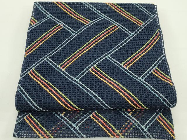 平和屋着物*夏物 八寸名古屋帯 羅 檜垣文 正絹 逸品 CABJ9152rv