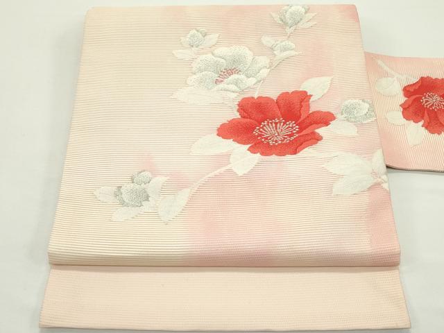 平和屋着物*夏物 九寸名古屋帯 草花文 銀糸 正絹 逸品 CABJ9157rv