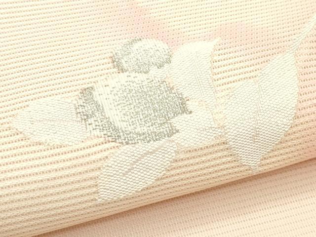 平和屋着物*夏物 九寸名古屋帯 草花文 銀糸 正絹 逸品 CABJ9157rv