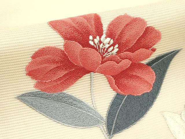 平和屋着物*夏物 九寸名古屋帯 刺繍 草花文 銀糸 正絹 逸品 CABJ9162rv