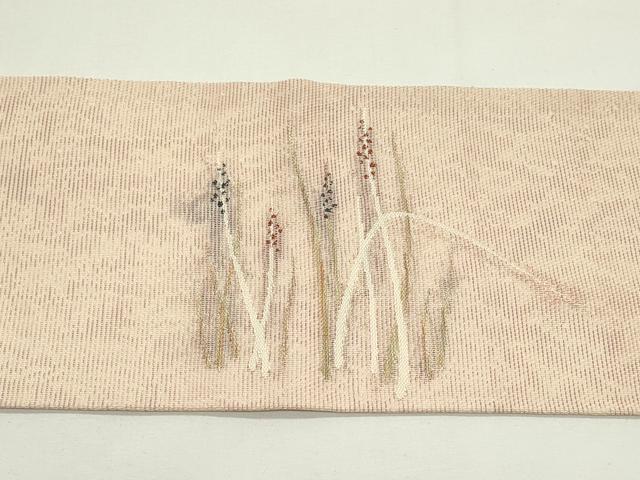 平和屋着物*夏物 九寸名古屋帯 草木文 金銀糸 正絹 逸品 CABJ9166rv