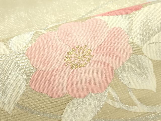 平和屋着物*夏物 九寸名古屋帯 草花文 金銀糸 正絹 逸品 CABJ9169rv