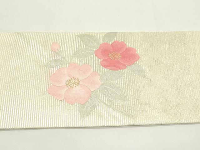 平和屋着物*夏物 九寸名古屋帯 草花文 金銀糸 正絹 逸品 CABJ9169rv