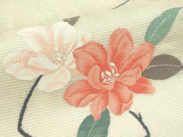 平和屋着物*夏物 九寸名古屋帯 枝花文 銀糸 正絹 逸品 CABJ9170rv