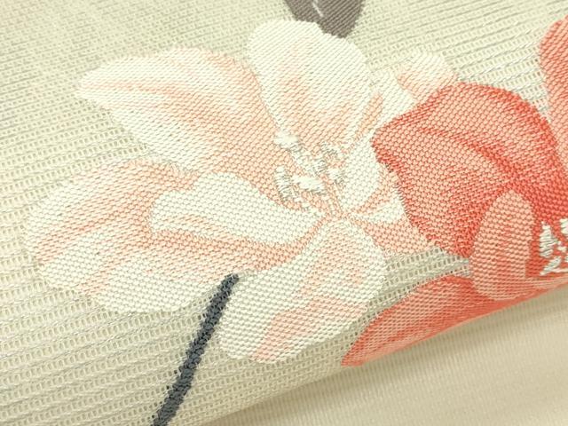 平和屋着物*夏物 九寸名古屋帯 枝花文 銀糸 正絹 逸品 CABJ9170rv