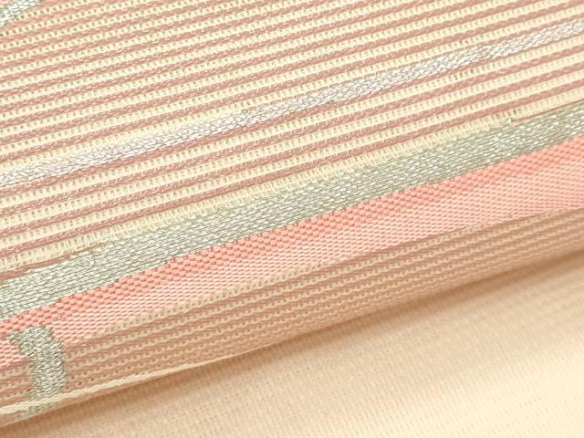 平和屋着物*夏物 九寸名古屋帯 抽象文 銀糸 正絹 逸品 CABJ9180rv