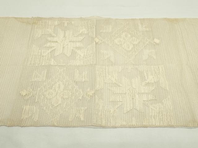 平和屋着物*夏物 八寸名古屋帯 市松花文 正絹 逸品 CABJ9184rv
