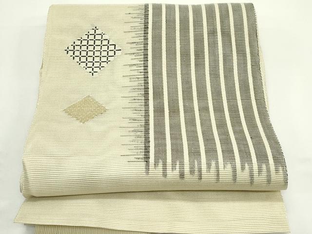 平和屋着物*夏物 八寸名古屋帯 菱文様 正絹 逸品 CABJ9185rv