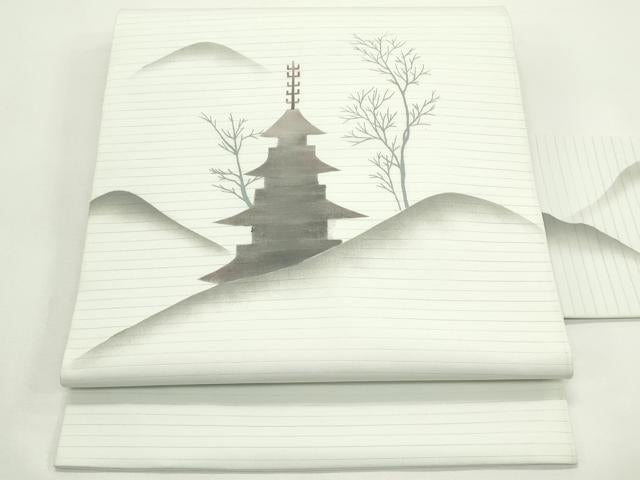 平和屋着物*夏物 九寸名古屋帯 遠山風景文 CABJ9186rv