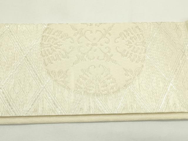 平和屋着物*夏物 つけ帯 正倉院菱文 銀糸 正絹 逸品 CABJ9194rv