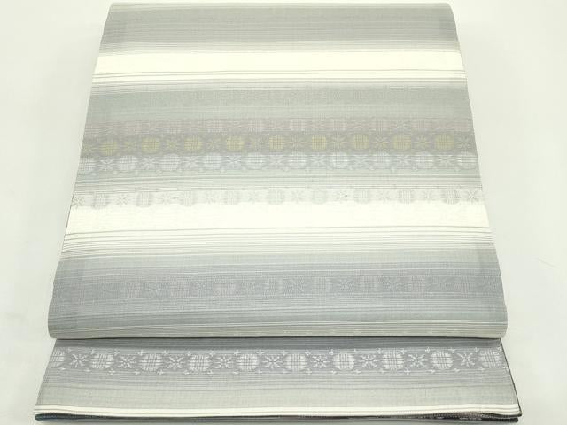 平和屋着物*夏物 両面 両方向 全通柄袋帯 草花文 金糸 さが美扱い 正絹 逸品 未使用 CABJ9199rv