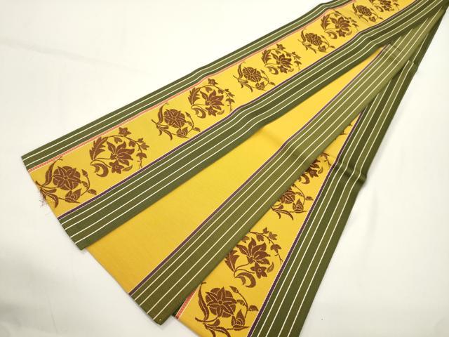 平和屋着物●本場筑前博多織 半幅帯 草花丸文 正絹 逸品 CABJ9212dy