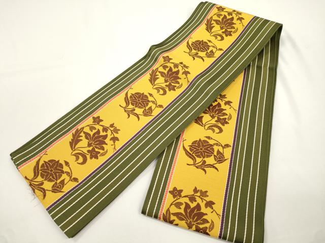 平和屋着物●本場筑前博多織 半幅帯 草花丸文 正絹 逸品 CABJ9212dy