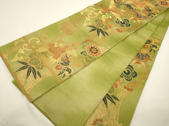 平和屋着物●六通柄袋帯 花鳥文 金糸 正絹 逸品 CABJ9239dy