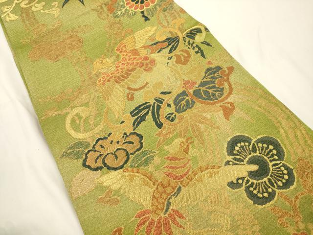 平和屋着物●六通柄袋帯 花鳥文 金糸 正絹 逸品 CABJ9239dy