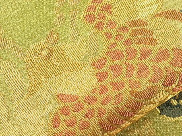 平和屋着物●六通柄袋帯 花鳥文 金糸 正絹 逸品 CABJ9239dy