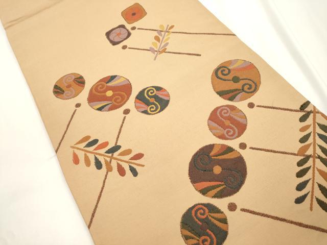 平和屋着物●六通柄袋帯 幾何学丸文 正絹 逸品 CABJ9244dy
