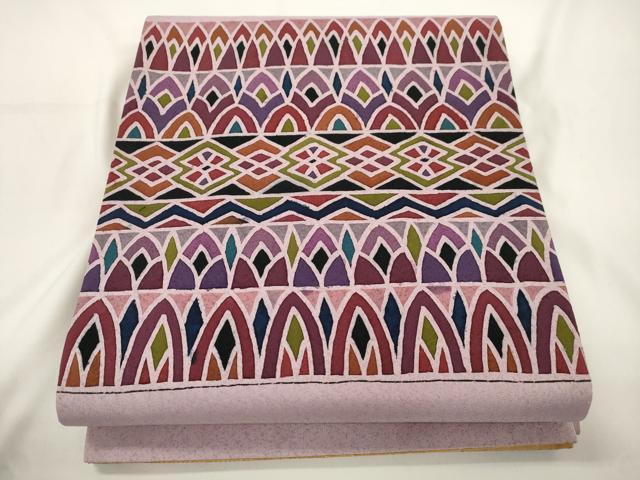 平和屋着物●両面 全通柄 京袋帯 幾何学文 正絹 逸品 CABJ9265dy