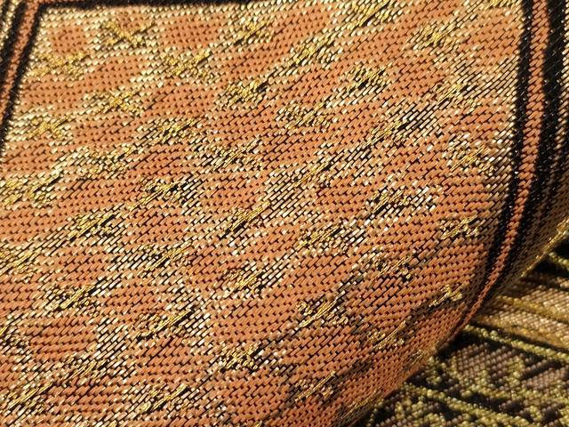 平和屋着物●ファッションデザイナー HIROKO KOSHINO コシノヒロコ 六通柄袋帯 菱花文 金糸 正絹 逸品 CABJ9268dy
