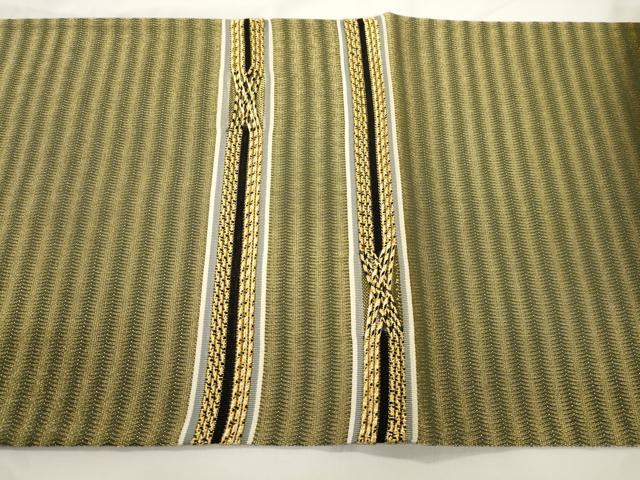 平和屋着物●ひなや工房 くむ・あむ・おる 伊豆蔵明彦 太鼓柄袋帯 横段文 金糸 正絹 逸品 CABJ9278dy