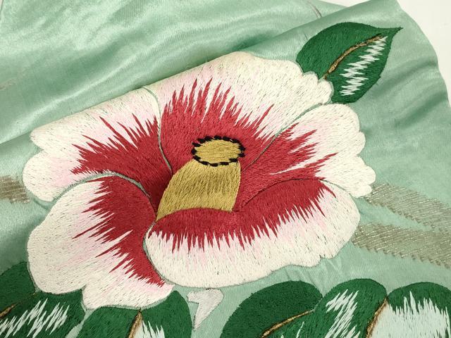平和屋着物●アンティーク 大正ロマン 九寸名古屋帯 総手刺繍 草花文 金糸 正絹 逸品 CABJ9284dy