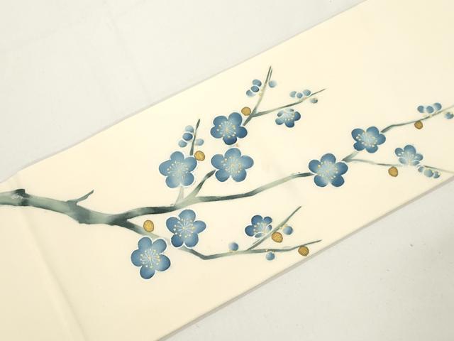 平和屋着物●塩瀬 九寸名古屋帯 枝梅文 金銀彩 正絹 逸品 CABJ9289dy