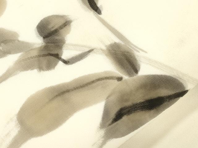 平和屋着物●塩瀬 九寸名古屋帯 作家物 手描き 草花文 正絹 逸品 CABJ9291dy