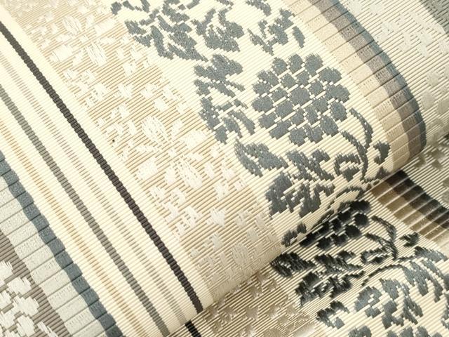 平和屋着物●本場筑前博多織 八寸名古屋帯 草花間道 正絹 逸品 CABJ9295dy