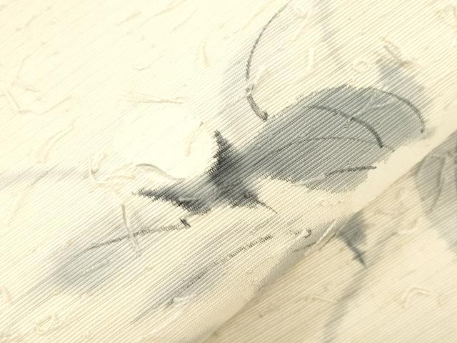 平和屋着物●九寸名古屋帯 作家物 髭紬 手描き 草花文 金彩 正絹 逸品 CABJ9303dy