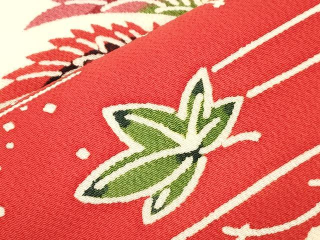 平和屋着物●本場琉球紅型 九寸名古屋帯 松竹梅飛鳥文 鬼しぼ縮緬 正絹 逸品 CABJ9304dy