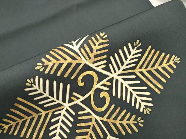 平和屋着物●塩瀬 九寸名古屋帯 駒刺繍 松葉文 金彩 正絹 逸品 CABJ9309dy
