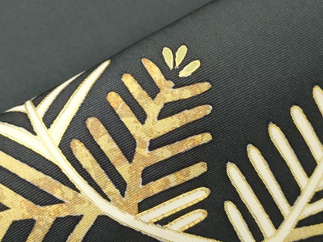 平和屋着物●塩瀬 九寸名古屋帯 駒刺繍 松葉文 金彩 正絹 逸品 CABJ9309dy