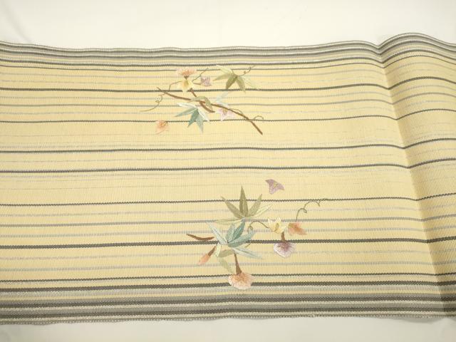 平和屋着物●八寸名古屋帯 総刺繍 草花文 金銀糸 正絹 逸品 未使用 CABJ9311dy