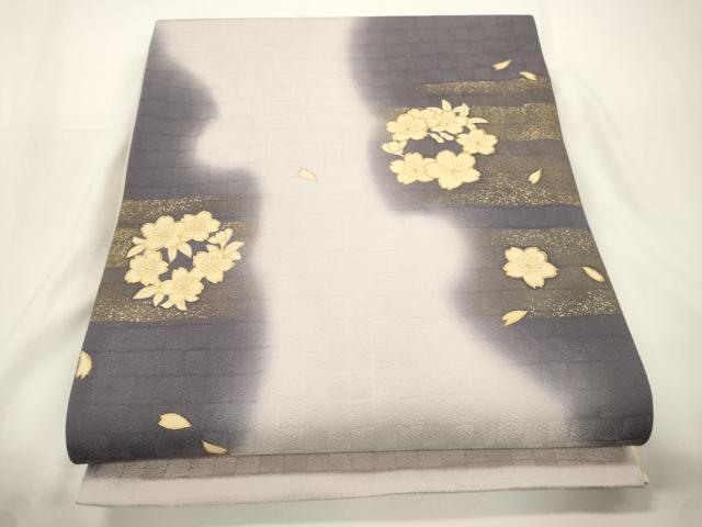 平和屋着物●六通柄袋帯 舞桜文 金彩 やまと誂製 正絹 逸品 CABJ9334dy