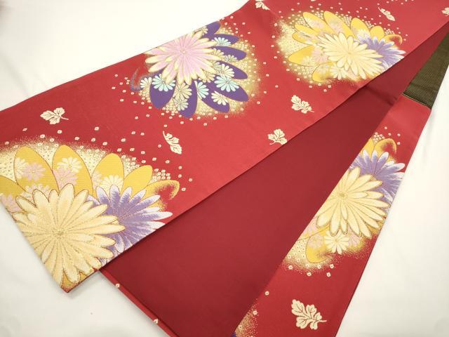平和屋着物●六通柄袋帯 草花文 金糸 正絹 逸品 CABJ9353dy