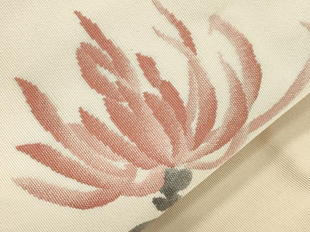 平和屋着物●綴れ 八寸名古屋帯 草花文 銀糸 正絹 逸品 CABJ9361dy