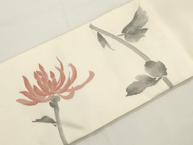 平和屋着物●綴れ 八寸名古屋帯 草花文 銀糸 正絹 逸品 CABJ9361dy