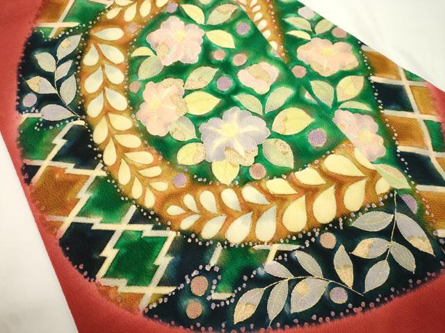 平和屋着物●九寸名古屋帯 辻が花 金彩 鬼しぼ縮緬 正絹 逸品 CABJ9363dy