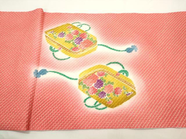 平和屋着物●名門 藤娘きぬたや・総絞り 九寸開き名古屋帯 文箱花文 正絹 逸品 CABJ9365dy