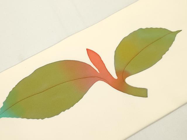 平和屋着物●塩瀬 九寸名古屋帯 作家物 ろうけつ染め 椿 正絹 逸品 CABJ9369dy
