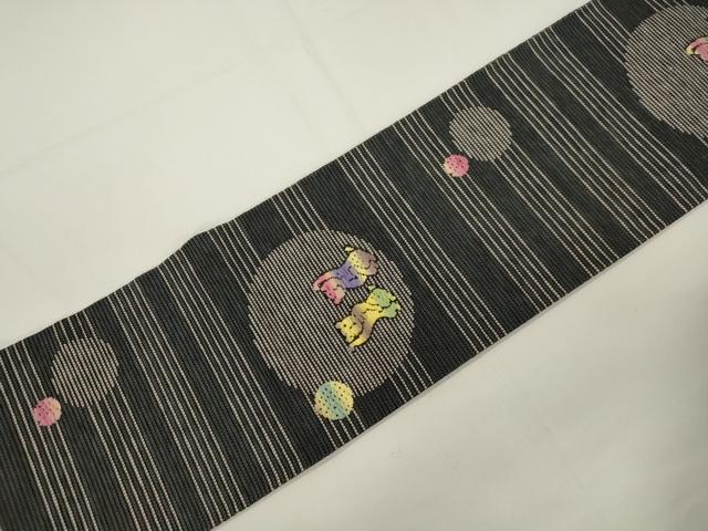 平和屋着物●九寸名古屋帯 動物丸文 正絹 逸品 CABJ9370dy
